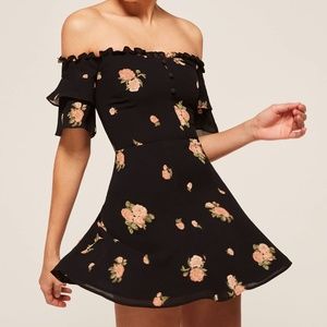 Reformation Diana Black Floral Mini Dress
